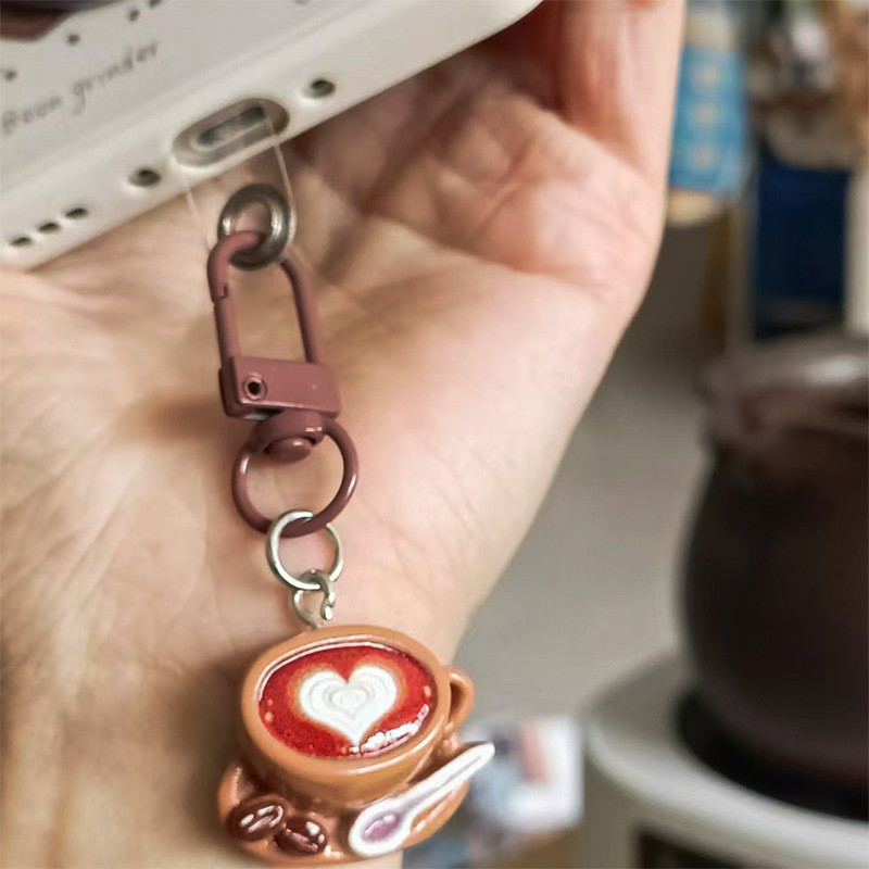 ใหม่เรซิ่นน่ารักร้านกาแฟอุปกรณ์เสริมพวงกุญแจกระเป๋าจี้พวงก รูปที่ 4