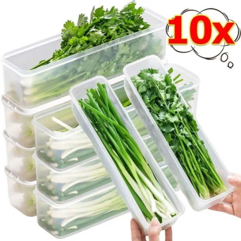 3/5/10 ชิ้นกล่องเก็บอาหารผักพร้อมฝาปิด / ห้องครัว Cilantro Scallions กล่องเก็บ