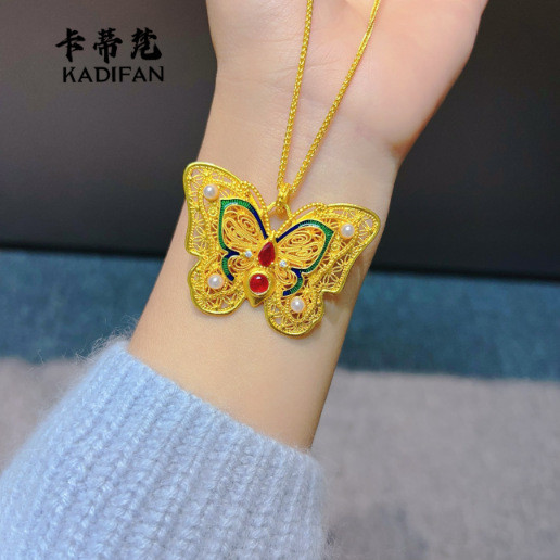 สร้อยคอมetalจี้ผีเสื้อประณีตงานฝีมือ สไตล์สีทอง - รูปที่ 7