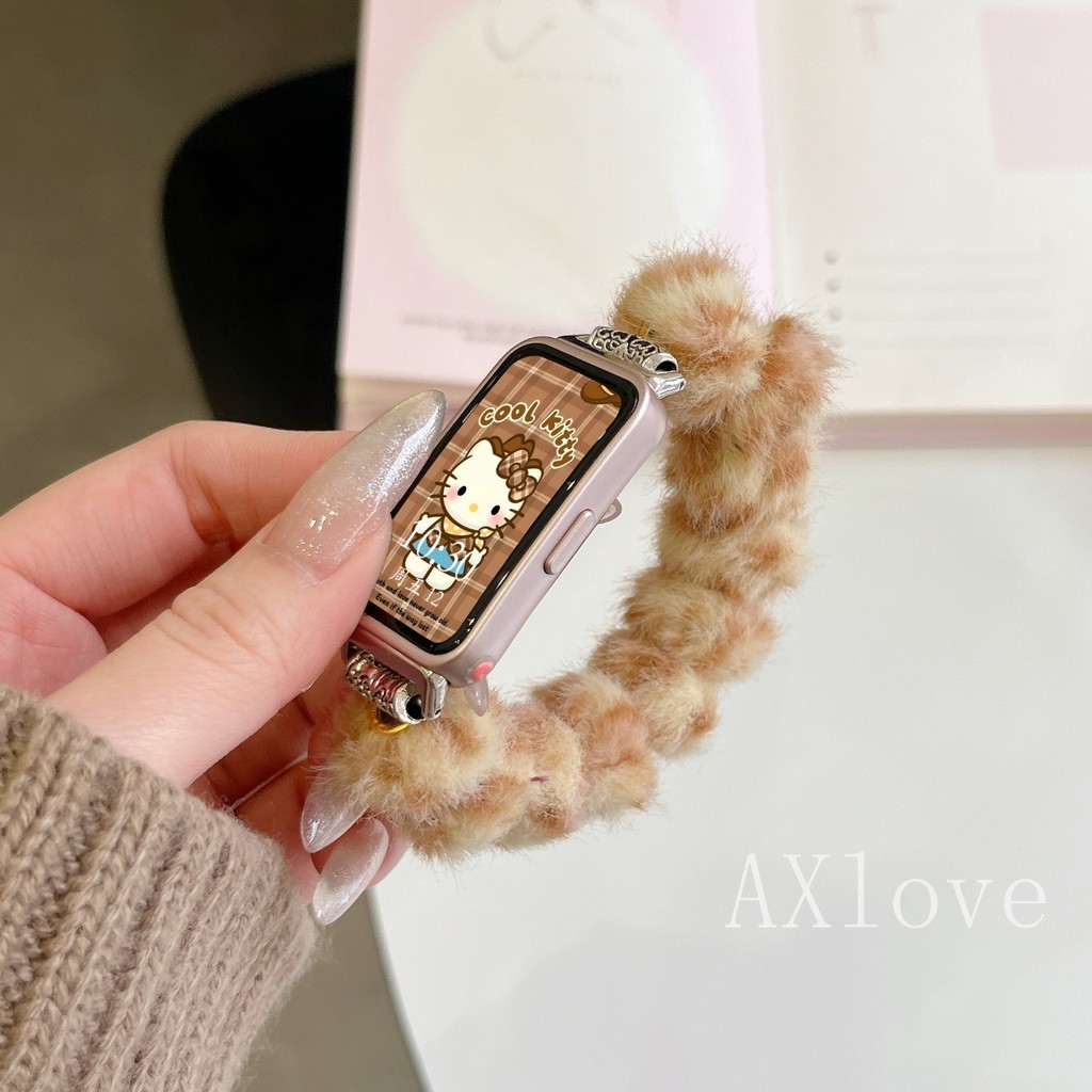Soft Fur Ball สําหรับ Huawei Band 11 Pro 10 9 8 เสือดาวพิมพ์ Watchband สําหรับ Huawei นาฬิกา Fit3 4 4pro เข็มขัดอุปกรณ์เสริม