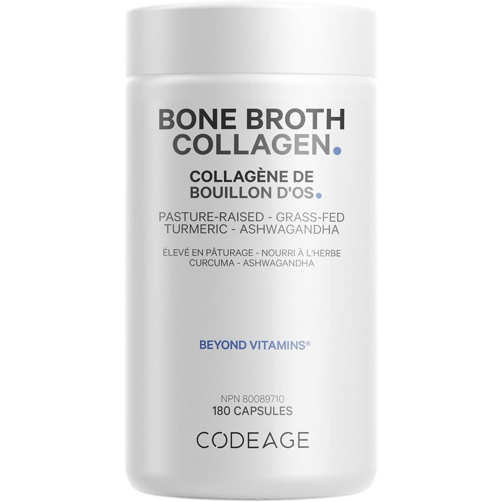 Codeage Organic Bone Broth Collagen Capsules Grass Fed - Pasture Raise Chicken Bone Broth Collagen -