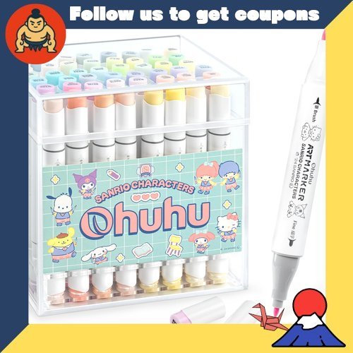 ปากกาเมจิก Ohuhu Illustration Markers ชนิดพู่กัน 48 สีพาสเทลและสีอ่อน คอลเลคชั่นพิเศษ Sanrio x Ohuh