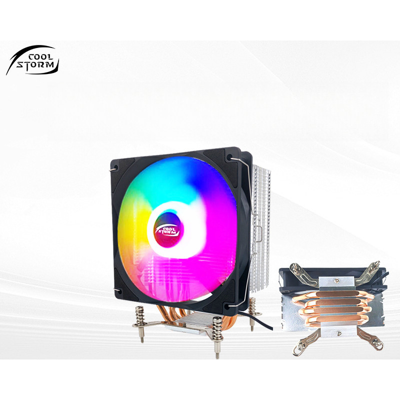 ☽☾4 ท่อความร้อน คูลเลอร์ CPU T400 เข้ากันได้กับทุกแพลตฟอร์ม พัดลมเงียบสีสันสดใส คูลเลอร์ CPU คอมพิวเ