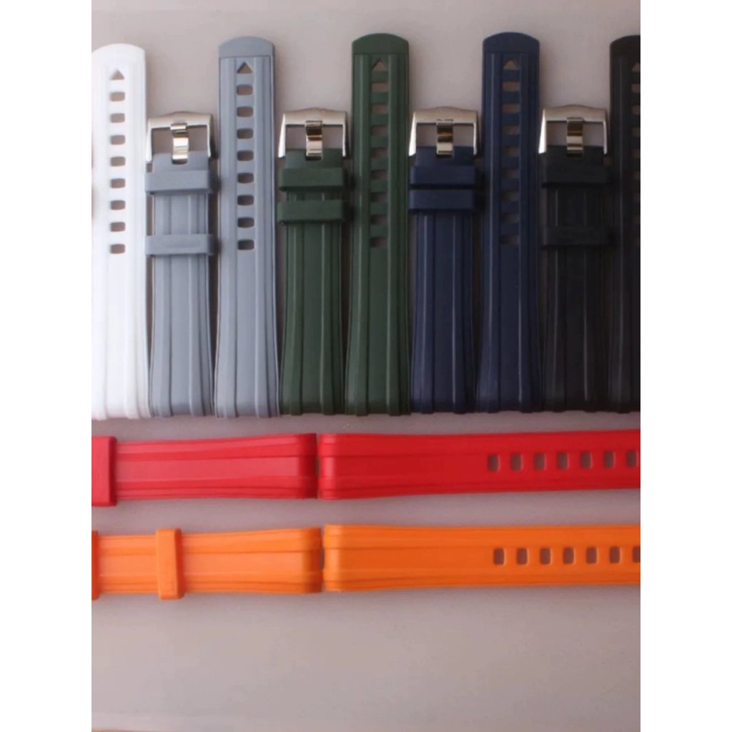 เหมาะสําหรับ Omega New Seahorse 300 Series สายนาฬิกาสายรัดข้อมือยางนุ่ม 20 มม.กองทัพสีเขียวสีแดงสีส้