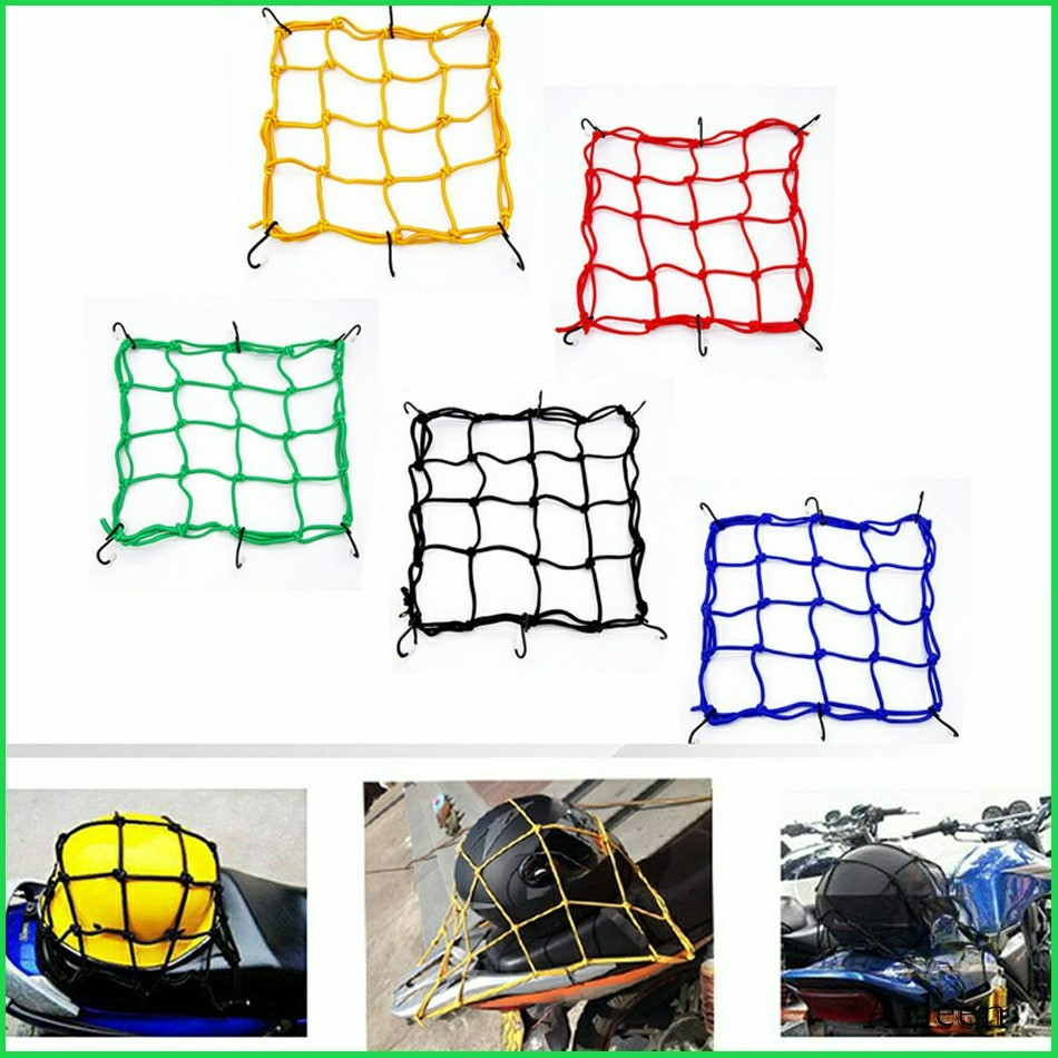 ตาข่ายคลุมตะกร้าหน้ารถมอเตอร์ไซค์ สายรัดของยางยืดแบบแบน มีตะขอ 6 ตัว motorcycle fuel tank net bag