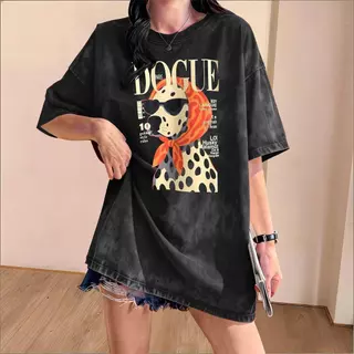 TeeTwoOneเสื้อยืด oversize คอกลม แขนสั้น cotton100% ใส่สบายสไตล์ลำลอง 'Fashion DOG'มินิมอล เสื้อน่ารัก 【COD】