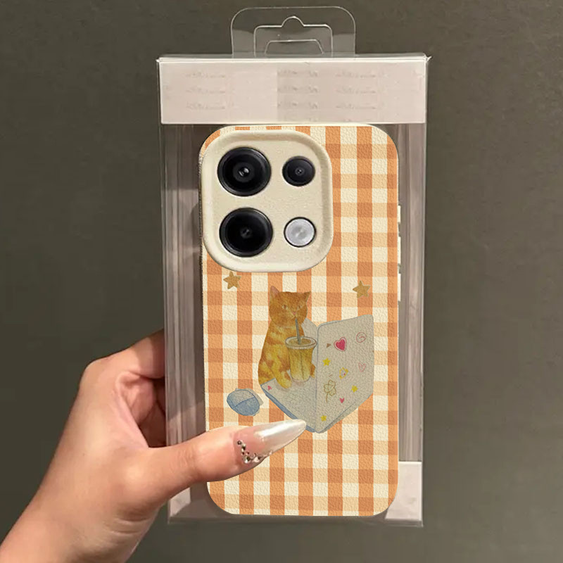 ลิ้นจี่เคสโทรศัพท์สําหรับRedmi 13 14C 15C 12 13Cหมายเหตุ14 13 12 11 Pro Plus Turbo 3 11Sแมวน่ารักรูปแบบคอมพิวเตอร์พิมพ์