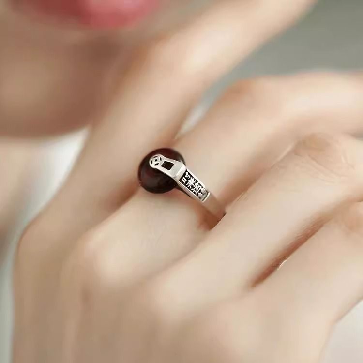 New Product#[Shop Hot Sale]999Pure Silver Copper Coin Peace Buckle Wealth Ring for Women, Niche Desi