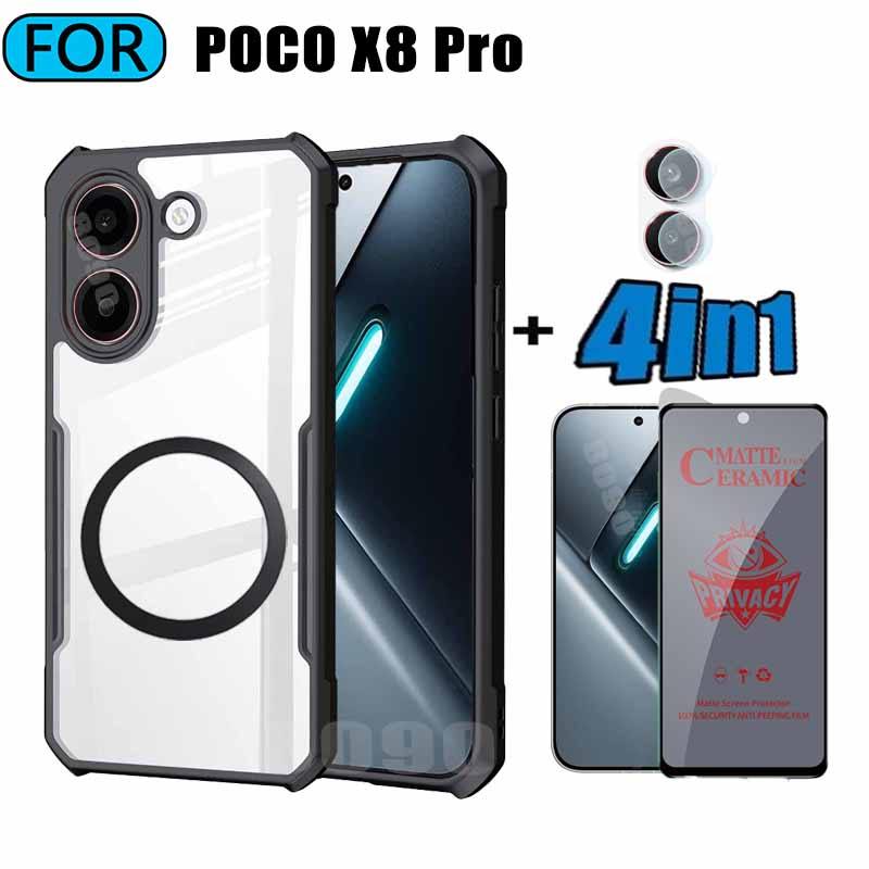 สําหรับ Poco X8 Pro เคสโทรศัพท์กันกระแทก Poco X8 Pro Max C71 C85 ปลอกแม่เหล็กสติกเกอร์ชาร์จไร้สาย + 