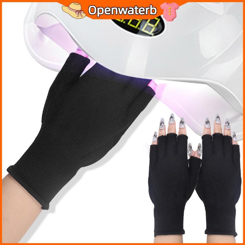 1คู่ ถุงมือทำเล็บ กันรังสียูวี ป้องกันผิวจากโคมไฟ LED อุปกรณ์ทำเล็บ