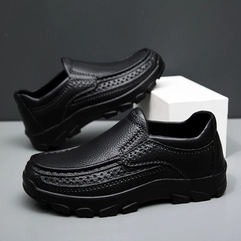 2026 Mens Anti Slip Chef Shoes, Driving Shoes, Mens Leather Shoes,leisure Mule Shoes,man Waterproof 