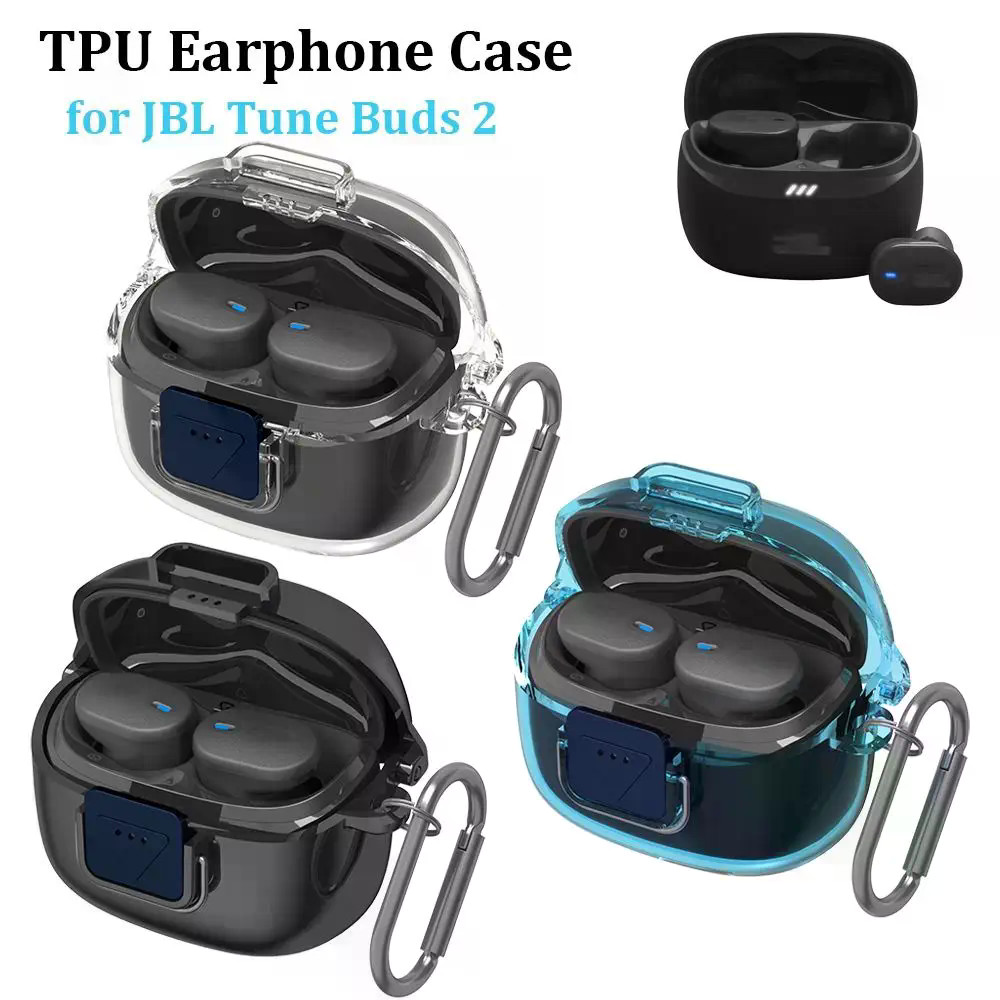 สําหรับ JBL Tune Buds 2 กันกระแทกหูฟังพร้อมขาตั้งโทรศัพท์ TPU หูฟังบลูทูธแบบพกพา Anti Scratch เคสป้องกัน