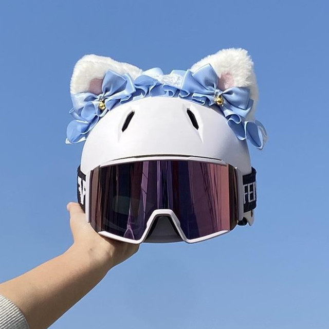 Helmet Decorations Full Face Helmet Half Helmet Ski Helmet Equipment All-Match Blue Bell Cat Ear Acc