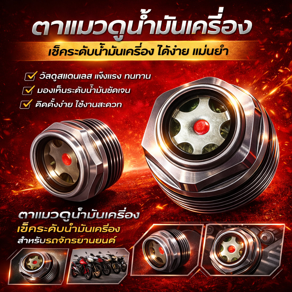 ตาแมวดูน้ำมันเครื่อง เช็คระดับน้ำมันเครื่อง สำหรับ PCX150-160 CLICK125-150-160 ADV LEAD125 GIORNO125+