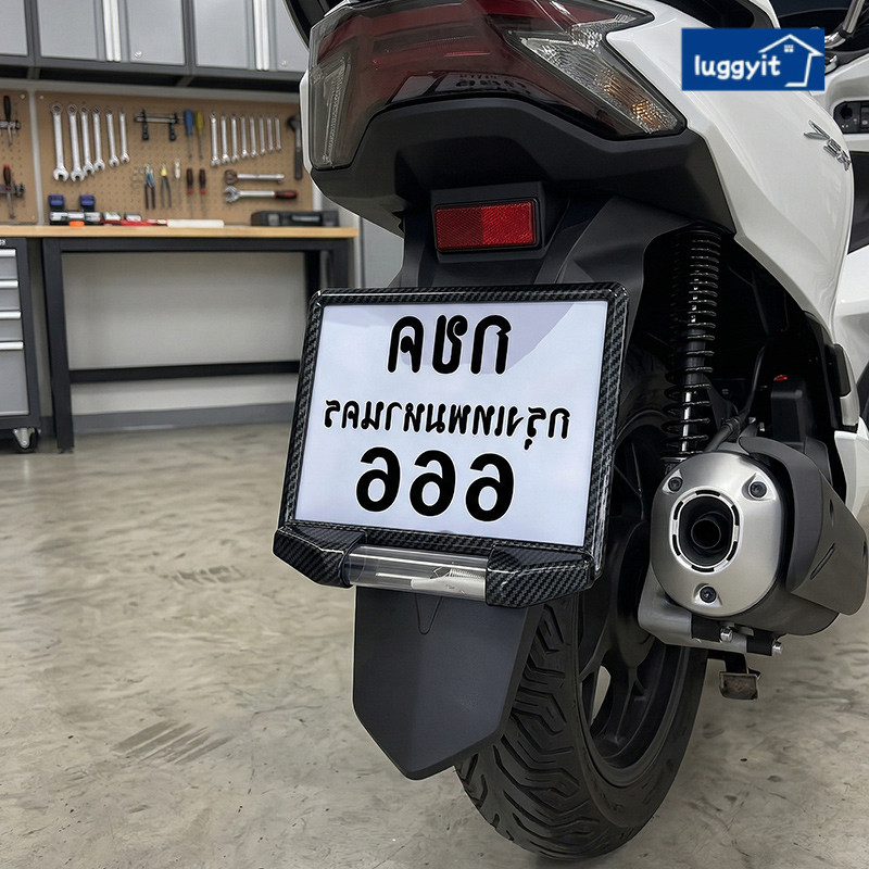🔥กรอบป้ายทะเบียน มอเตอร์ไซค์ + แคปซูล พ.ร.บ.ฝาดำ รุ่นสีดำด้าน，ที่ยึดป้ายทะเบียนรถจักรยานยนต์แบบทนทาน อเนกประสงค์ วัสดุ