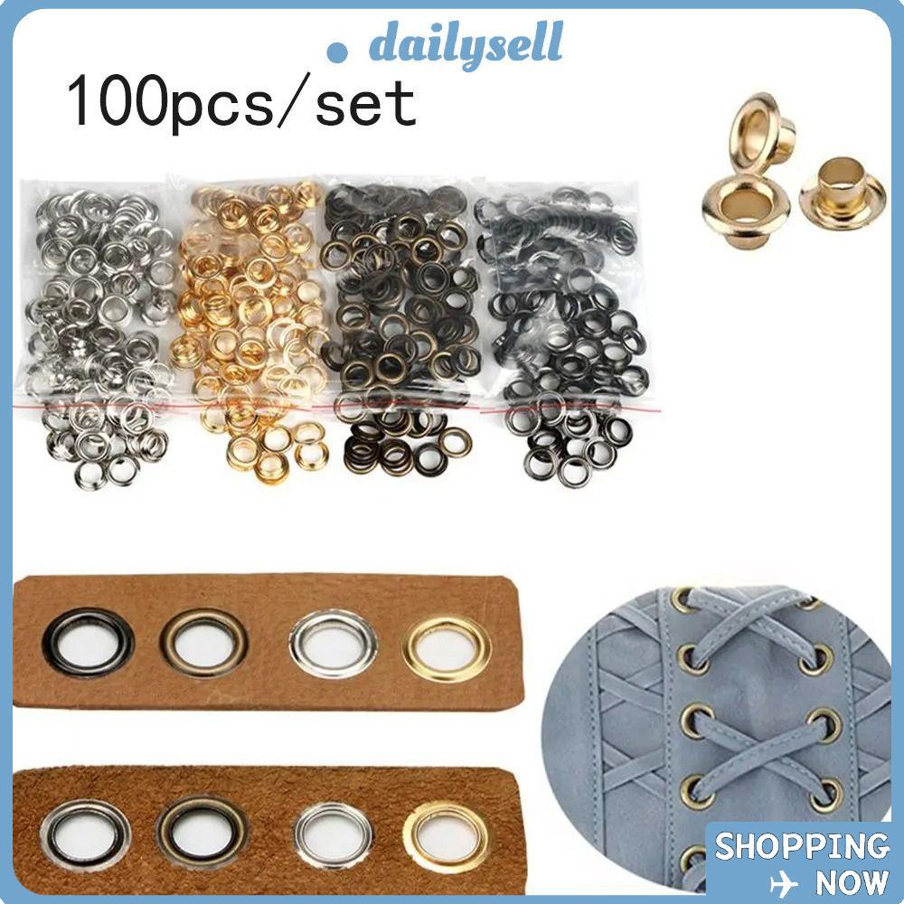 DAILY 100 ชุด/แพ็คตาไก่ Grommet, 4 ~ 12 มม.Silvery ตาไก่ทองแดง Grommet, หนังหัตถกรรมรอบแหวนเข็มขัด Tarp อุปกรณ์เสริม