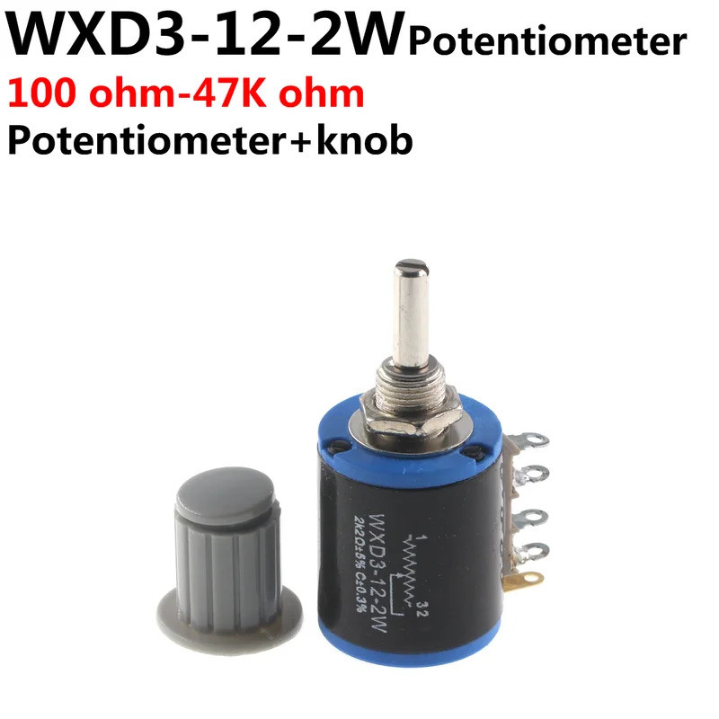 5PCS WXD3-12-2W + 5pcs ลูกบิด 100 220 470 1K 2K2 3K3 4K7 10K 22K 33K 47K Ohm 2.2K 3.3K 4.7K WXD3-12 
