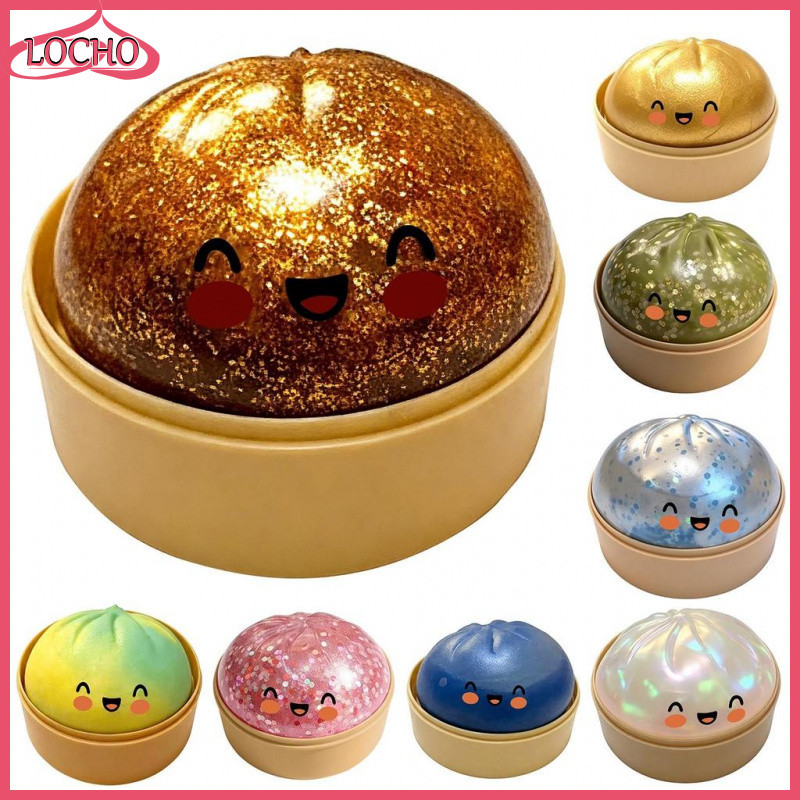 [locho store]จําลอง Big Glitter Dumpling Squishy สีสันเงา Dumpling Squeezable Sensory ของเล่นสําหรับความเครียดบรรเทา decfeyeth