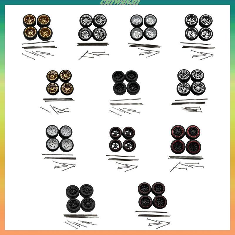 [เท่าไหร่1] 4x RC ล้อและยางรถล้อยางดัดแปลงยาง RC พร้อมขอบล้อ RC Part สําหรับ 1/64