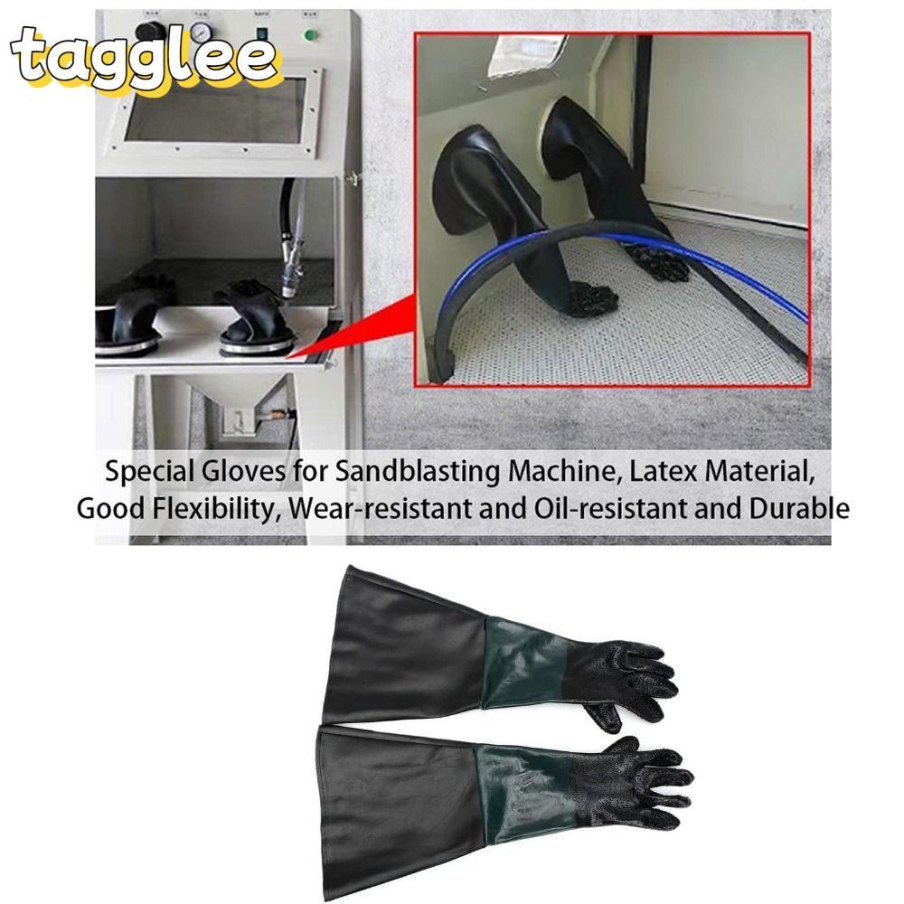 TAGGLEE ถุงมือพ่นทรายยางคู่ กันลื่น ทนการสึกหรอ 60CM พร้อมที่ใส่ถุงมือ ถุงมือนิรภัยสําหรับงานอุตสาหกรรม