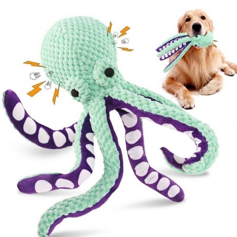 Dog Octopus Plush Toy Sound Interactive Relieving Stuffy Companion Pet Dog Octopus Plush Toy Sound I