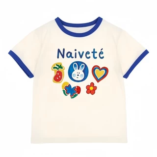 [คลังสินค้าพร้อม] เสื้อยืดเด็กชายหญิงสีตัดกัน|ฤดูร้อนแขนสั้นพิมพ์ลายกระต่ายน่ารักแบบใหม่ฤดูร้อน|ผิวเด็กเป็นมิตรกับผิวระบายอากาศได้