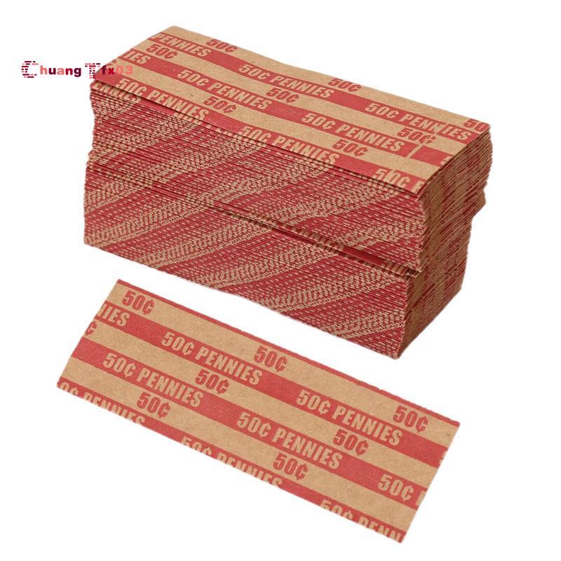 Chuangtfx03100 ชิ้น Penny Coin Wrappers Penny Sleeves Flat Paper Penny Rolls Wrappers