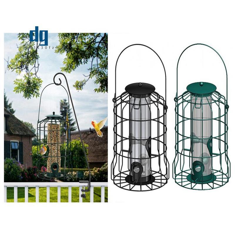 Bird Deterrent Feeder กันสนิมแขวน Bird Feeder กรงสําหรับ Garden Backyard กระรอก Wild Bird Feeder สีเ