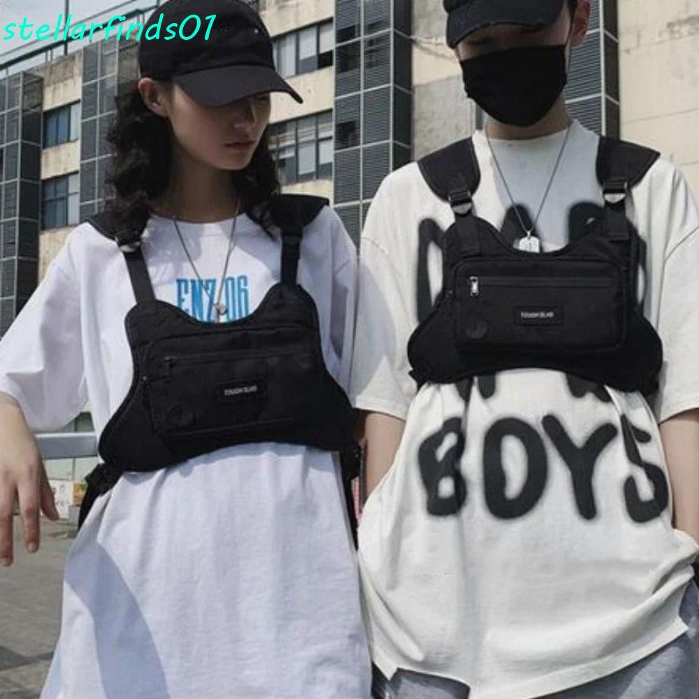STELLARFIND Hip Hop Vest Bag, Hip Hop Functional Chest Bag, Sports Casual Vest Bag Streetwear Large 