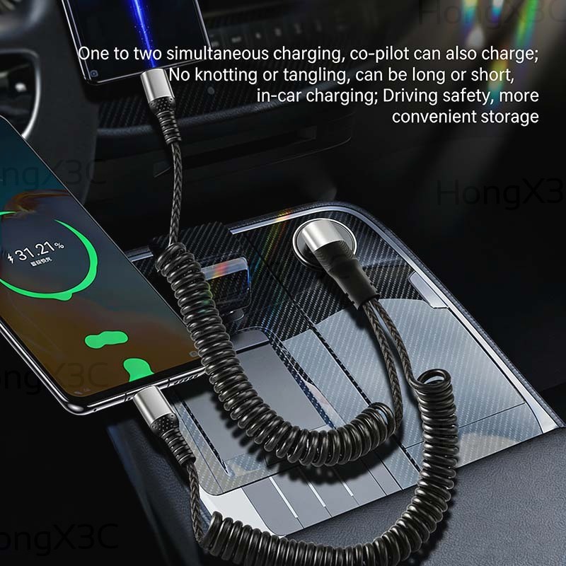 Coil Spring Telescopic Car Charger Cable 66W Flash รูปที่ 7