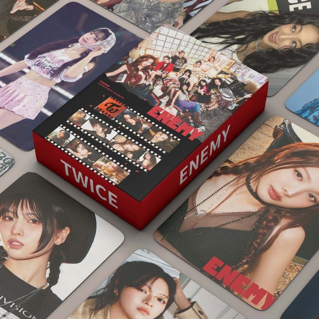 55 แผ่น TWICE ENEMY Photocards Lin Nayeon Zhou Tzuyu LOMO Card การ์ดสินค้าโฮมเมด โปสการ์ดข้าวทํา AF4