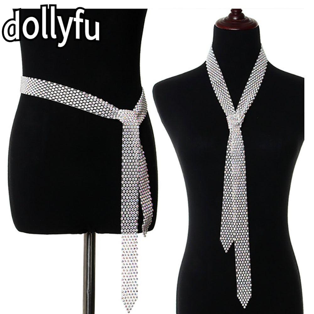 พันคอบคริสตัล DOLLYFU ประดับคริสตัลระยิบระยับ อินเทรนด์ เหมาะสำหรับสวมใส่ในโอกาสต่างๆ