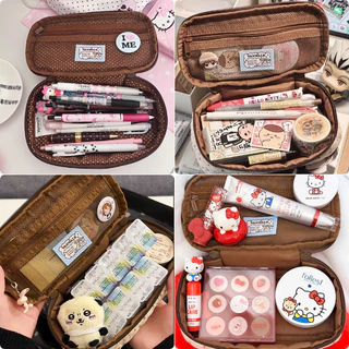 Dot ผ้ากล่องดินสอ กระเป๋าเก็บอุปกรณ์เครื่องเขียน Polka Dot Star Moon Pattern เหมาะเก็บอุปกรณ์สำนักงานจุสิ่งของได้มาก