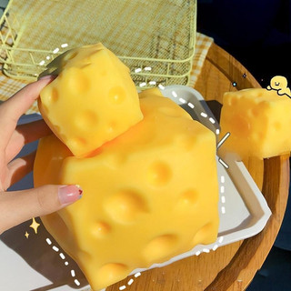 Extra-Large Cheese-Shaped Stress Relief Toy | Slow-Rebound, Moldable Stress Ball | Squeeze Toy