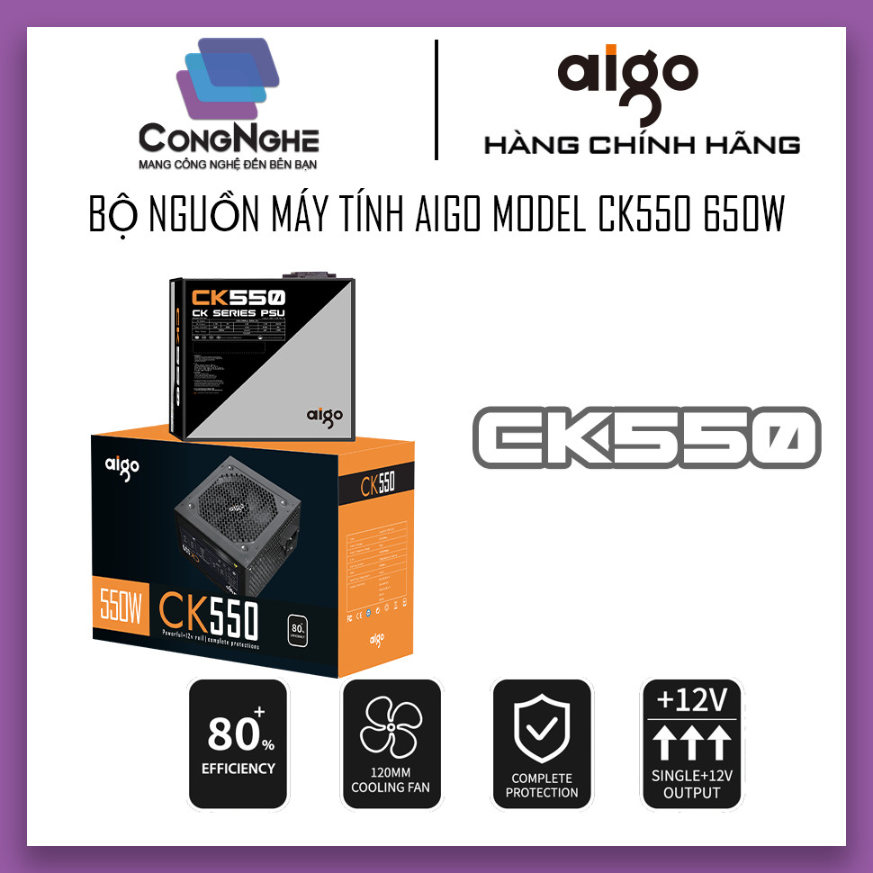 AIGO คอมพิวเตอร์ POWER SUPPLY รุ่น CK550 550W 80+ EFCIENCY