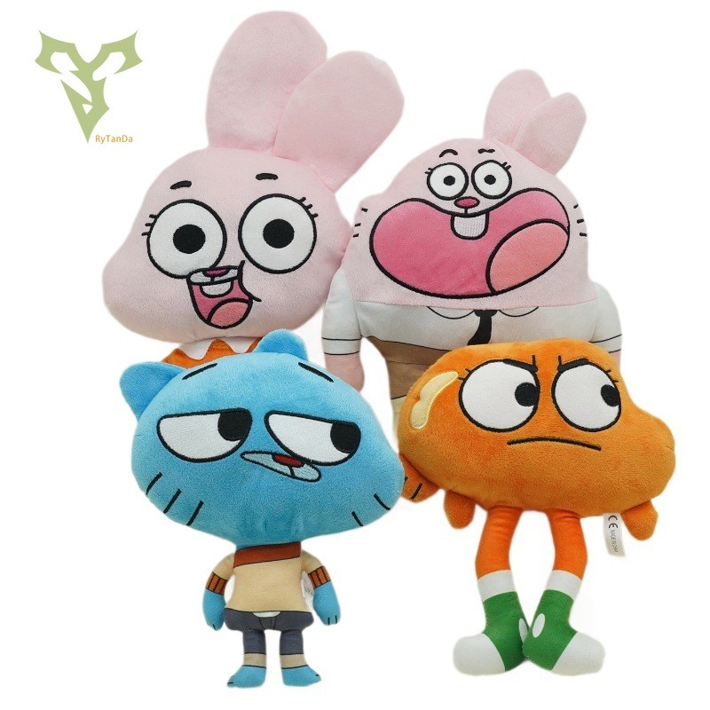 Rytanda Amazing World of Gumball Plush ของเล่นเด็กเด็กผู้หญิงนุ่มน่ารักฟัน Plushie ตุ๊กตาหมอนตลกการศ