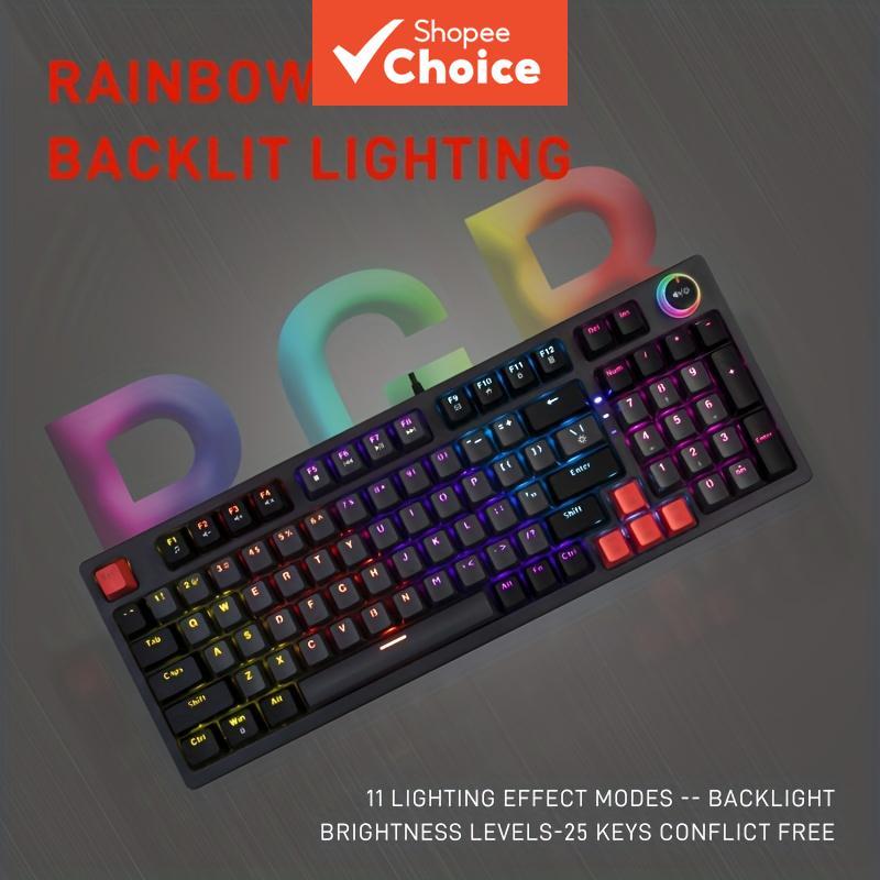  คีย์บอร์ดเกมมิ่งแบบกลไกมีสาย USB พร้อมไฟ RGB ออกแบบตามหลักสรีรศาสตร์ รุ่น Kl114 สําหรับคอมพิวเตอร์เดสก์ท็อปและแล็ปท็อป