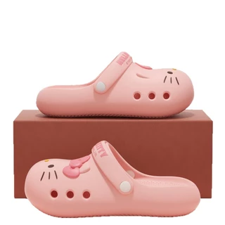 2026 สไตล์ใหม่ Sanrio ของแท้ HelloKitty Hole รองเท้าผู้หญิงสวมใส่ด้านนอก Shit-stepping หนา soled Anti-slip Baotou20260415
