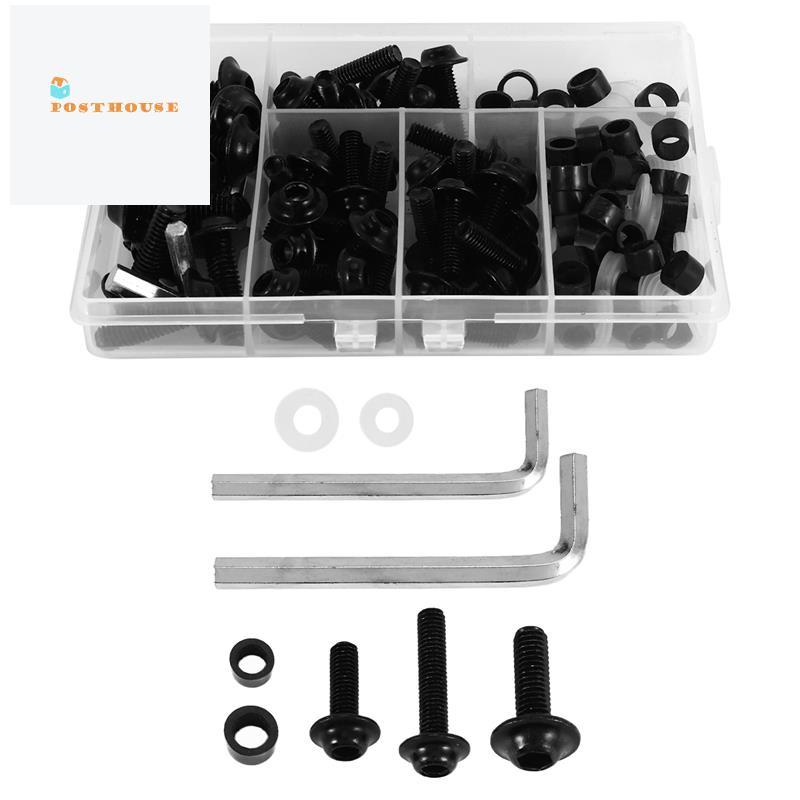 [posthouse]158PCS Universal รถจักรยานยนต์ Fairing สกรูถั่วชุด Moto Body Work Bolts สกรูสําหรับ YZF R