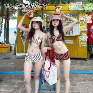 จัดส่งตอนนี้ sexy bikini stripe ชุดบิกินี่ ทูพีช เว้าหลัง ผูกคอ summer beach 🌟 มีไซส์ S M L XL 2XL พร้อมส่ง Y274