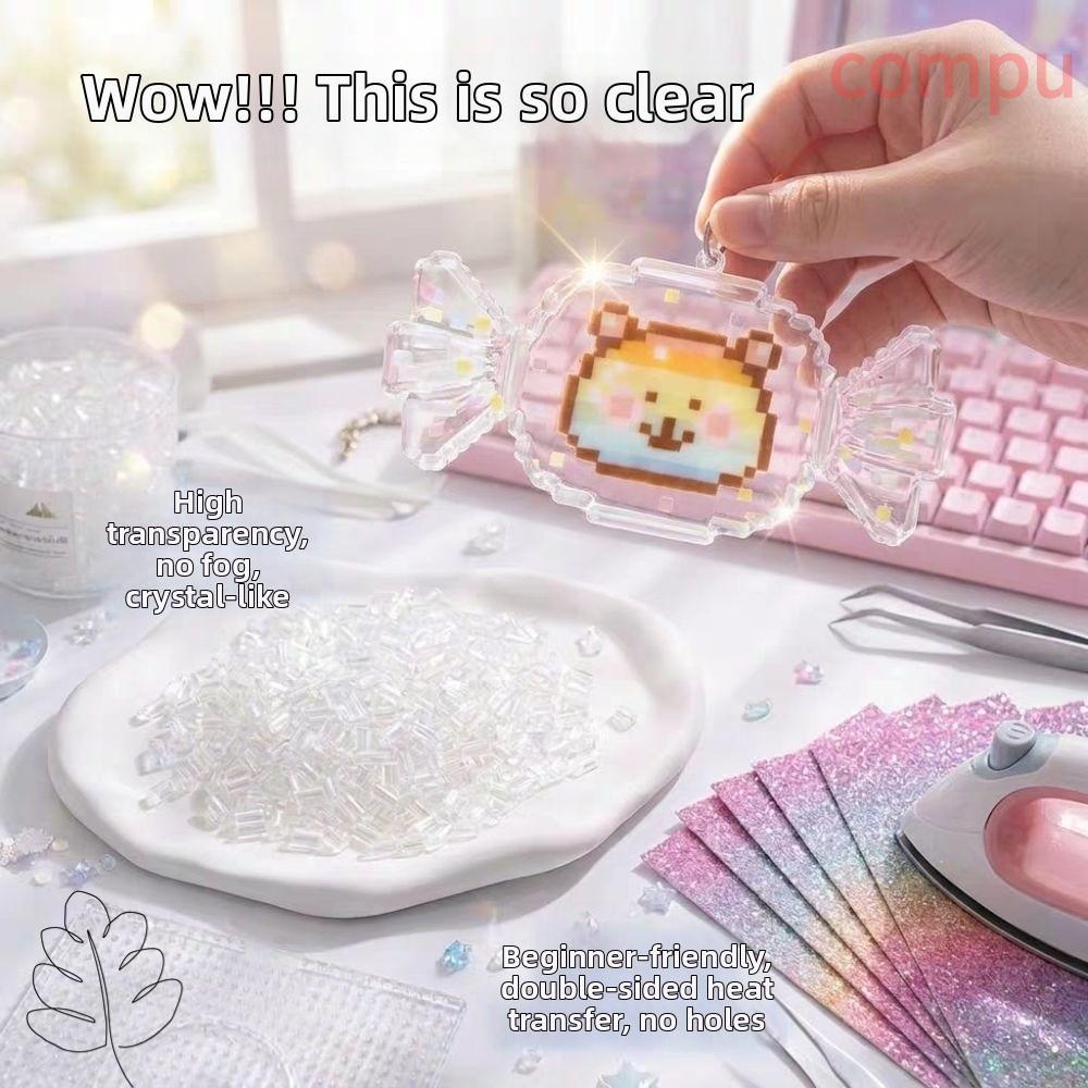 COMPU Handmade DIY Perler Bead, Handmade High-Transparency Glass-Colored Perler Bead, Heat Press 2.6