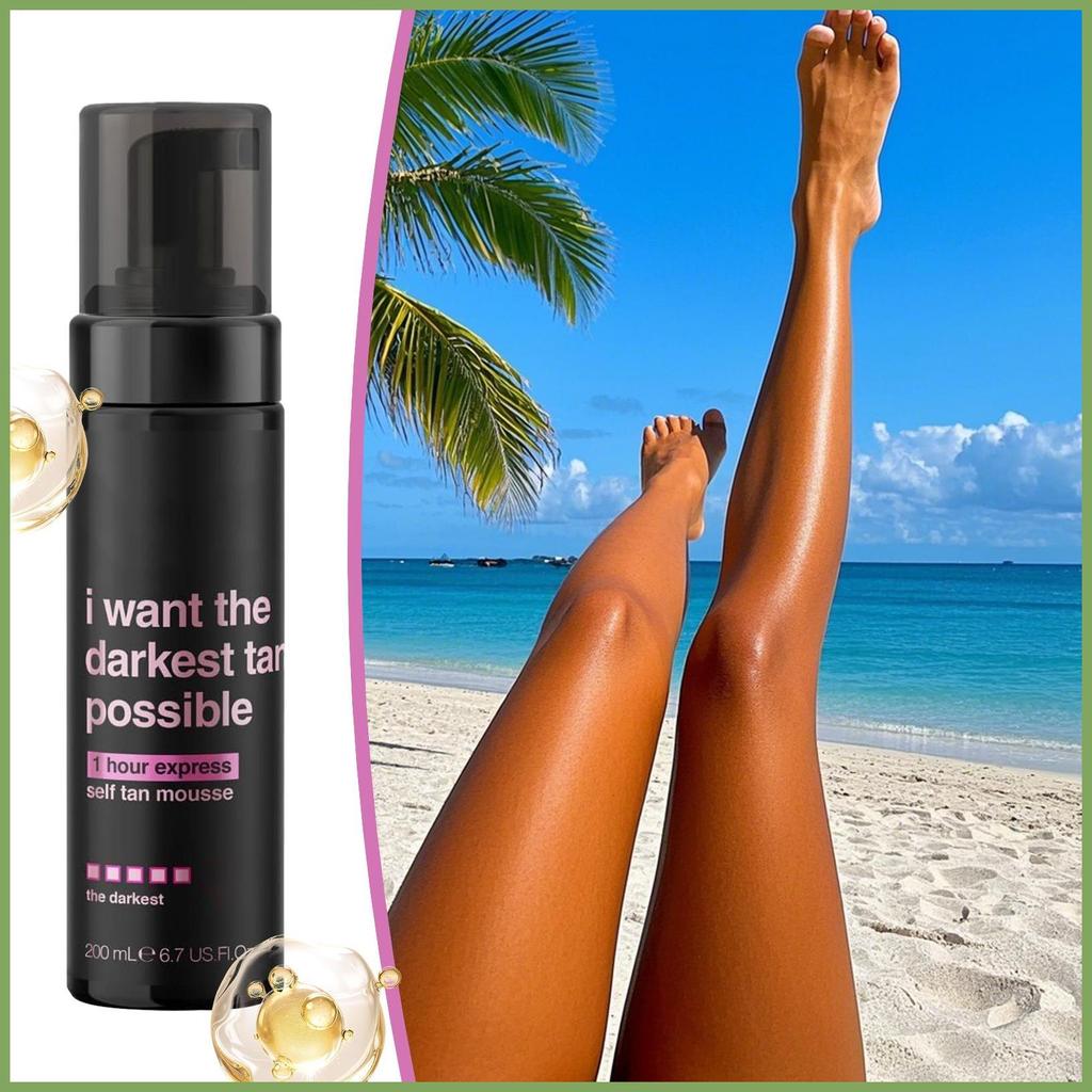 Tanning Foam Self Tanner 200ml Dark Sunless Bronzing Foam Self Tan Mousse สําหรับกลางแจ้งป้องกัน Sun
