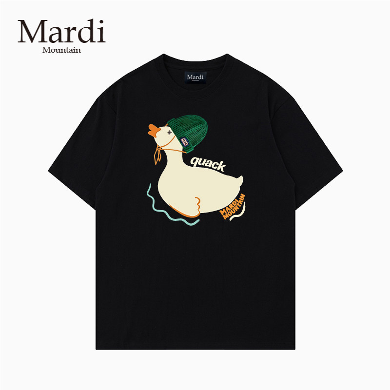แฟชั่นเสื้อยืดการ์ตูนเป็ดพิมพ์ฤดูร้อนผ้าฝ้ายหลวมครึ่งแขนผู้หญิงเสื้อยืด