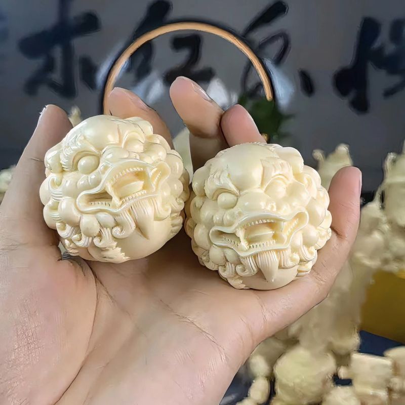 Wenwan Lucky Fortune/รับสมัครงาช้างผลไม้ Pixiu Handle Ball แกะสลักชิ้นนวด Elders แผ่นเล่น Health Care การออกกําลังกายมือของขวัญวันพ่อ 26.4.18