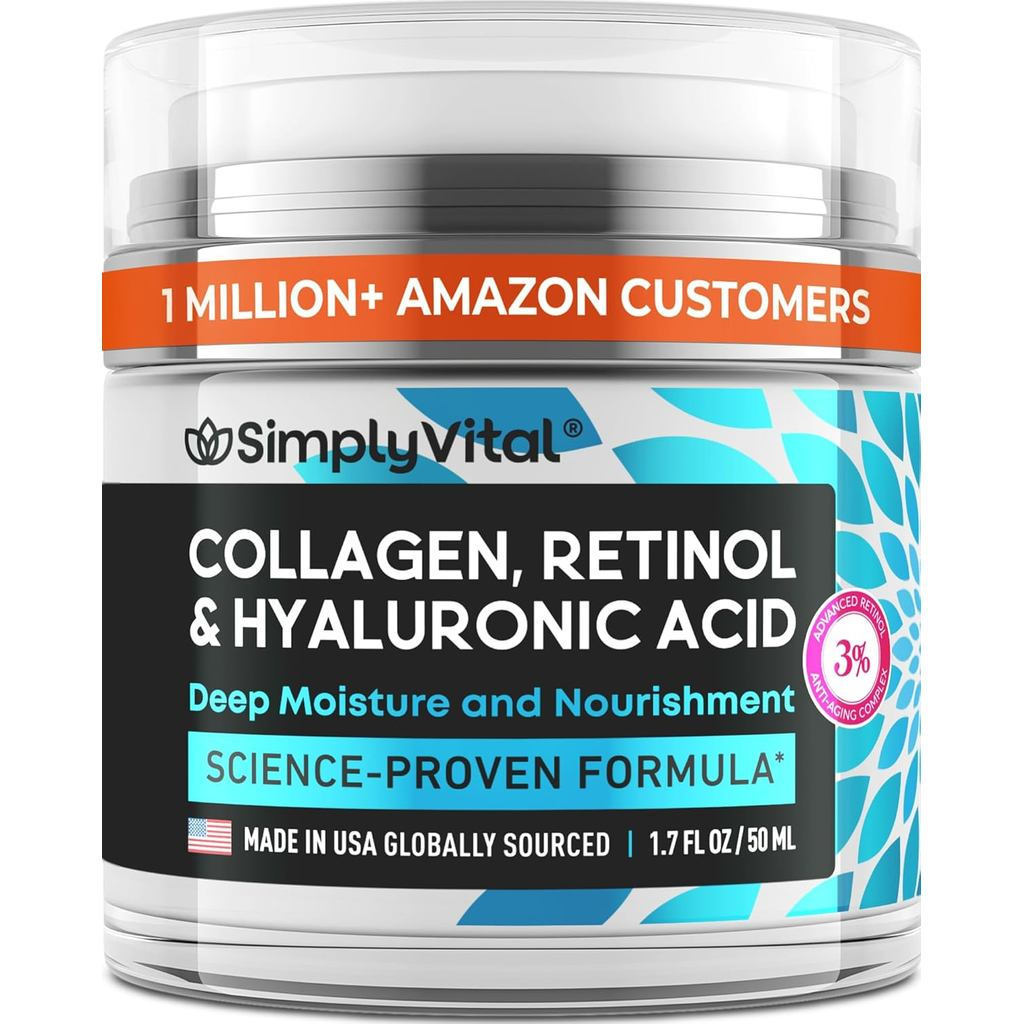 ประกอบด้วย Retinol, Collagen และ Hyaluronic Acid Anti-Aging Facial Moisturizer-Made in USA-Facial Mo