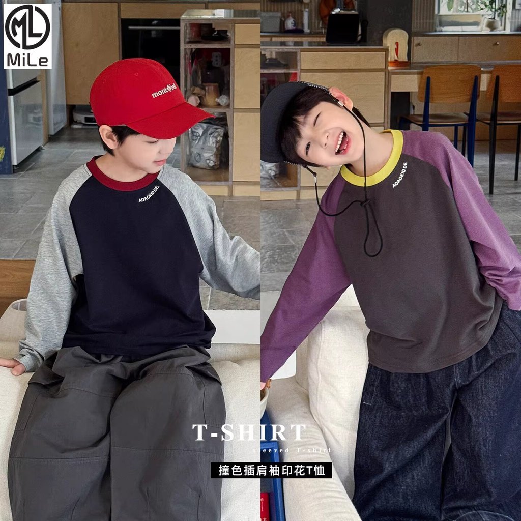 เสื้อยืดแขนยาวผ้าฝ้าย สไตล์เกาหลีหลวม เหมาะสำหรับฤดูใบไม้ผลิ ทั้งชายและหญิง