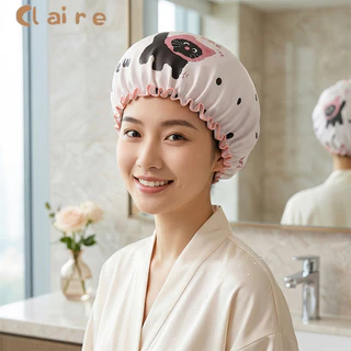 COD หมวกคลุมผมอาบน้ํากันน้ํา หนาพิเศษ ผลิตจาก EVA มีลายการ์ตูน Claire