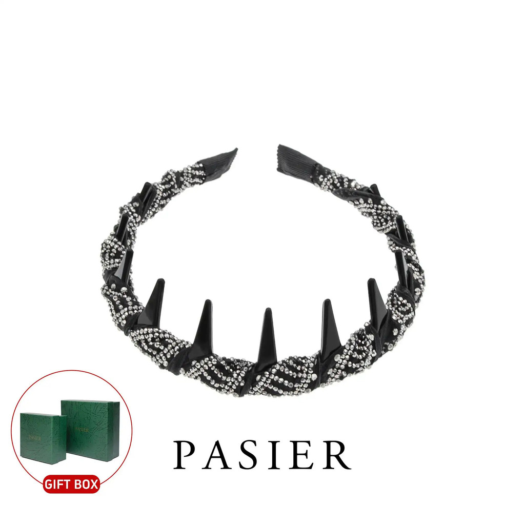 PASIER ยางรัดผมคริสตัลสปอตไลท์ดาว ดีไซน์ทูโทนสีดำม่วง สำหรับงานปาร์ตี้ FB2951