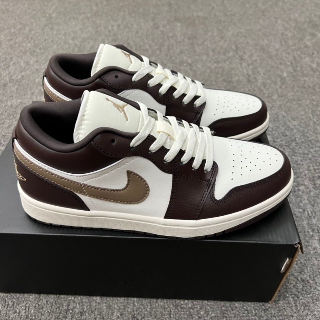 รองเท้า Air Jordan 1 Low "Shadow Brown" รองเท้ากีฬาสำหรับทั้งผู้ชายและผู้หญิง ขนาดมาตรฐาน 6EUM