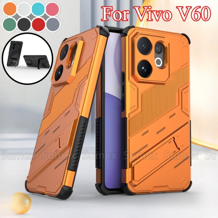 กันกระแทกยืนปลอกโทรศัพท์สําหรับVivo V60 V2511 5Gซ่อนป้องกันกรณีAnti Fall HardปกหลังVivov60 Vevo V 60